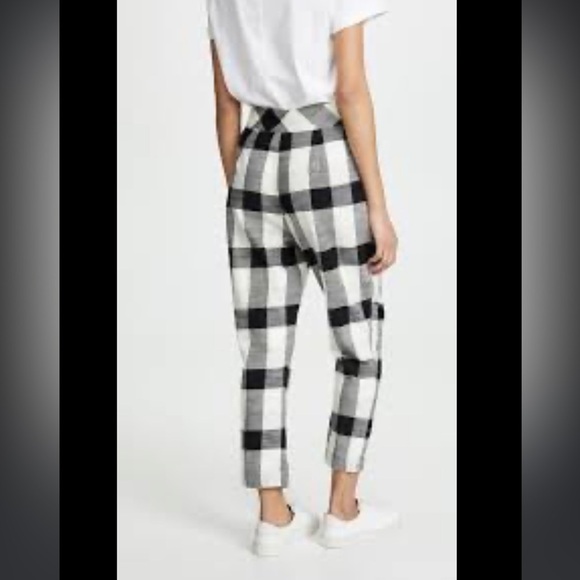 Free People pants Clear Skies Crop Pant - Black & White Bold Checks Size Small - Picture 3 of 6